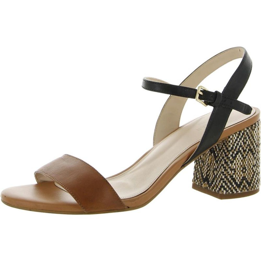 Cole Haan Womens Josie Black Leather Ankle Strap Heel Sandals  Shoes Used